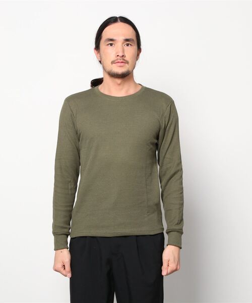 Bling Leads(ブリングリーズ)の「20/- サーマル 袖リブ クルーネック ロング Tシャツ(Tシャツ/カットソー・メンズ・ホワイト/ベージュ/ネイビー/グレー/カーキ/ライトピンク/ブラック・M/L/XL)」の5枚目の写真