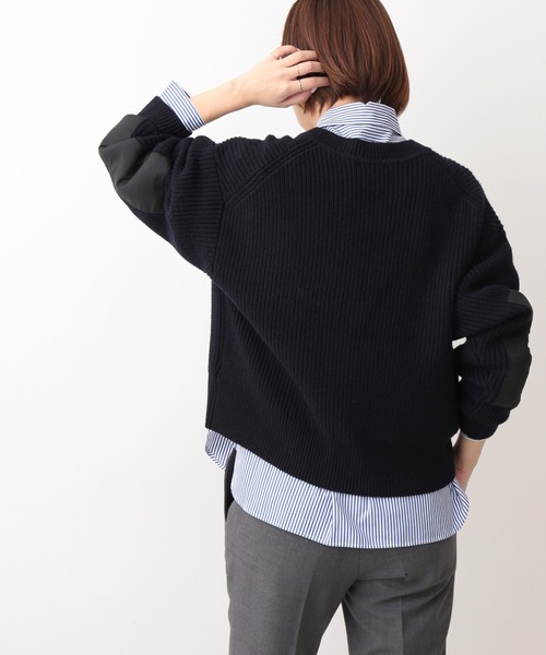 IENA コラボニット エルボーニット IENA（イエナ）の「エルボーパッチVネックプルオーバー（ニット