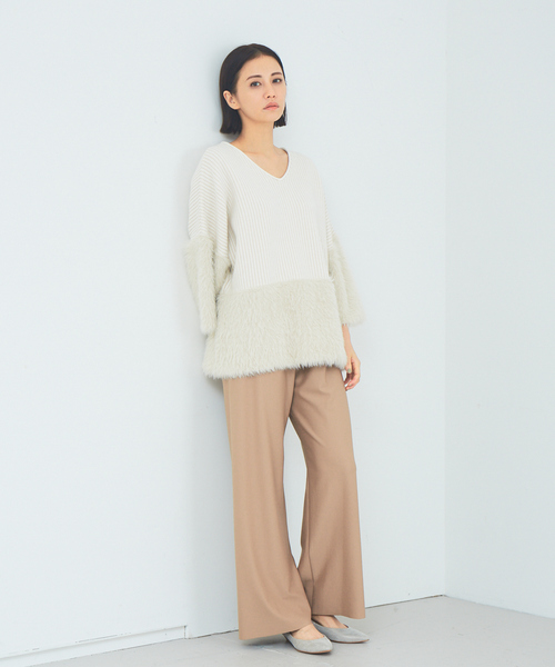 qualite（カリテ）の「【WEB・一部店舗限定】カットオフセミフレアパンツ（その他パンツ・レディース・ブラック/ベージュ/グリーン・38/36）」の4枚目の写真