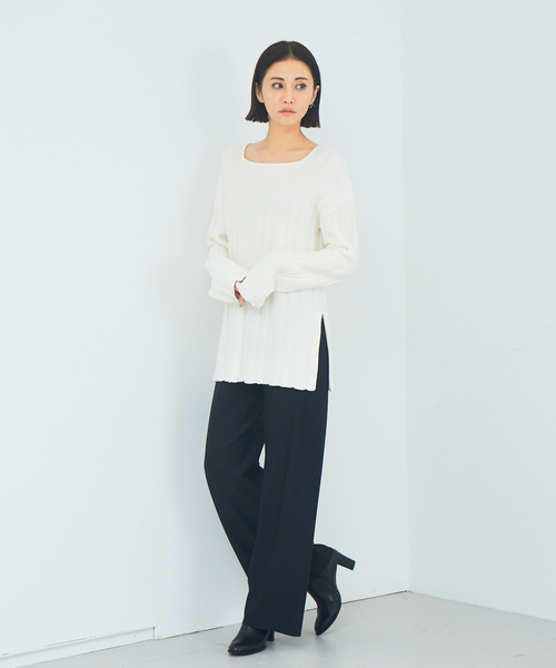 qualite（カリテ）の「【WEB・一部店舗限定】カットオフセミフレアパンツ（その他パンツ・レディース・ブラック/ベージュ/グリーン・38/36）」の15枚目の写真