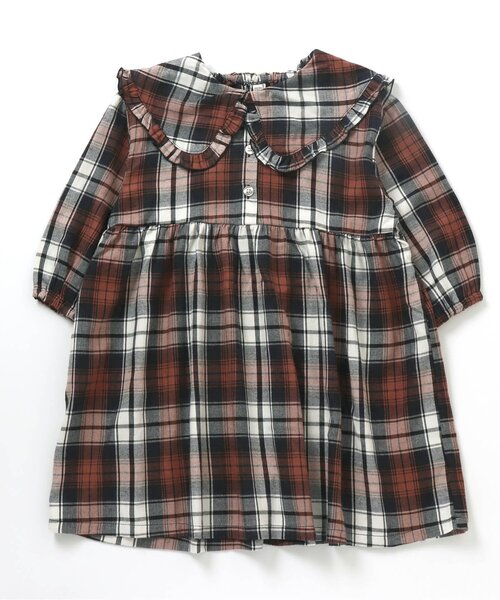 apres les cours(アプレレクール)の「ビッグカラーワンピース(ワンピース・キッズ・その他3/ミント/アイボリー/チェック/レンガ・90/120/80/140/130/110/100)」の1枚目の写真