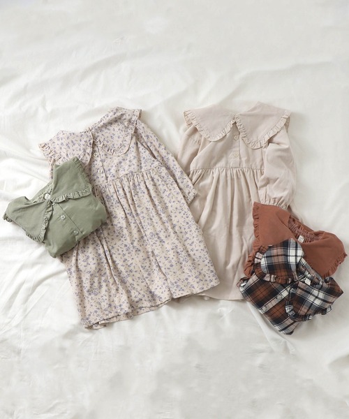 apres les cours(アプレレクール)の「ビッグカラーワンピース(ワンピース・キッズ・その他3/ミント/アイボリー/チェック/レンガ・90/120/80/140/130/110/100)」の20枚目の写真