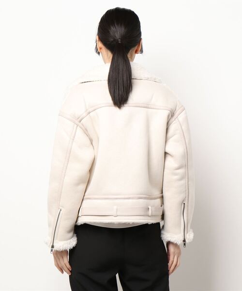 AMBIENT(アンビエント)の「エコムートンライダースジャケット(ライダースジャケット・レディース・ベージュ/アイボリー/ブラック・FREE)」の15枚目の写真