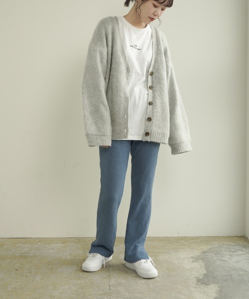 Lull(ルル)の「【Lull / ルル】裏地付きモヘアライクカーディガン(カーディガン/ボレロ・レディース・杢グレー/ブラック/ベージュ/ミント/ライトブルー・ONESIZE)」の6枚目の写真