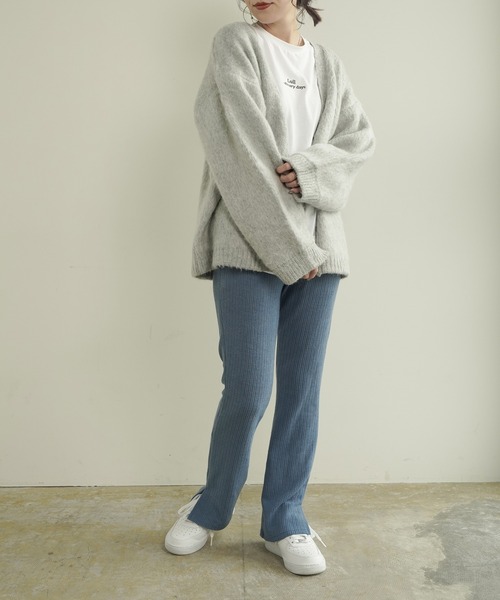 Lull(ルル)の「【Lull / ルル】裏地付きモヘアライクカーディガン(カーディガン/ボレロ・レディース・杢グレー/ブラック/ベージュ/ミント/ライトブルー・ONESIZE)」の10枚目の写真