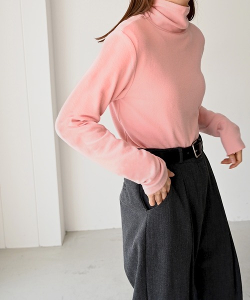 CANAL JEAN（キャナルジーン）の「RED CHOP WORKS(レッドチョップワークス) ウォームインナーハイネックTシャツ（Tシャツ/カットソー・レディース・ホワイト/ブラック/グレー/ピンク/ブルー・38）」の14枚目の写真