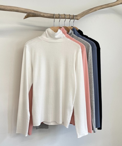 CANAL JEAN（キャナルジーン）の「RED CHOP WORKS(レッドチョップワークス) ウォームインナーハイネックTシャツ（Tシャツ/カットソー・レディース・ホワイト/ブラック/グレー/ピンク/ブルー・38）」の16枚目の写真