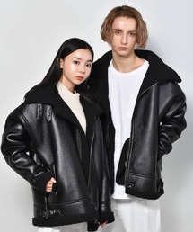 Starting Over | PUフェイクレザー ボンディングフェイクムートン B3 ボアブルゾン(ムートンコート)