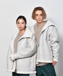 Starting Over | PUフェイクレザー ボンディングフェイクムートン B3 ボアブルゾン(ムートンコート)