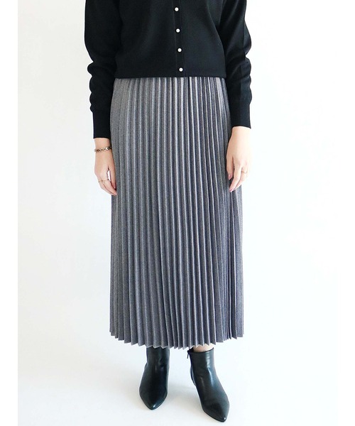 Te chichi（テチチ）の「ウール調ロングプリーツスカート（スカート・レディース・ネイビー/グレー/グリーン/モカ・ﾌﾘ-）」の2枚目の写真