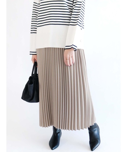 Te chichi（テチチ）の「ウール調ロングプリーツスカート（スカート・レディース・ネイビー/グレー/グリーン/モカ・ﾌﾘ-）」の3枚目の写真