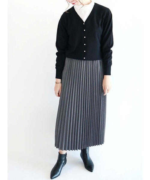 Te chichi（テチチ）の「ウール調ロングプリーツスカート（スカート・レディース・ネイビー/グレー/グリーン/モカ・ﾌﾘ-）」の11枚目の写真