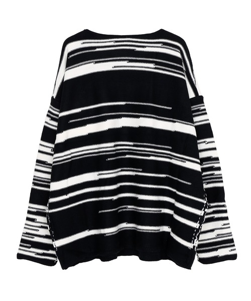 Figments（フィグメンツ）の「オーバージャガードニット（ニット/セーター・レディース・オフホワイト/ブラック・FREE）」の3枚目の写真