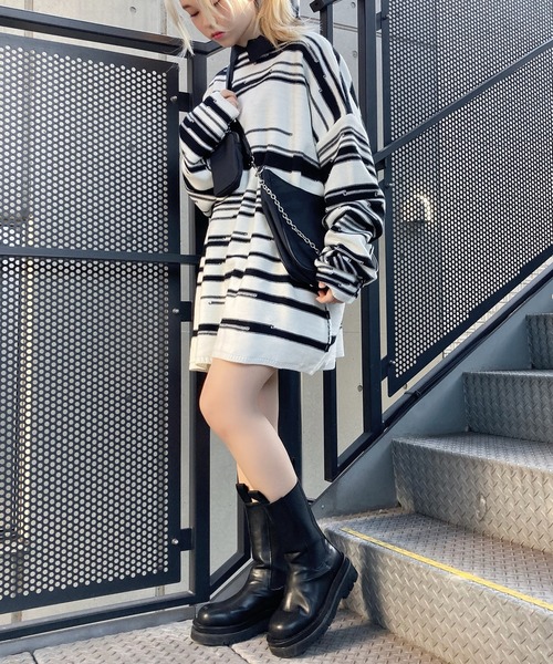 Figments（フィグメンツ）の「オーバージャガードニット（ニット/セーター・レディース・オフホワイト/ブラック・FREE）」の10枚目の写真