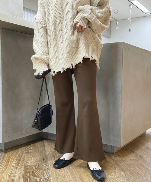 apres jour（アプレジュール）の「カットリブパンツ【ZOZOTOWN限定アイテム】（その他パンツ・レディース・ブラック/ダークブラウン/アイボリー・X-LARGE/フリー）」の3枚目の写真