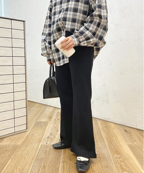 apres jour（アプレジュール）の「カットリブパンツ【ZOZOTOWN限定アイテム】（その他パンツ・レディース・ブラック/ダークブラウン/アイボリー・X-LARGE/フリー）」の4枚目の写真