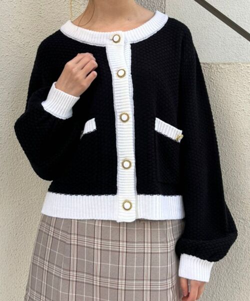 MAJESTIC LEGON(マジェスティックレゴン)の「レトロツイードライクカーデ(カーディガン/ボレロ・レディース・ブラック/アイボリー/ピンクベージュ・MEDIUM)」の17枚目の写真