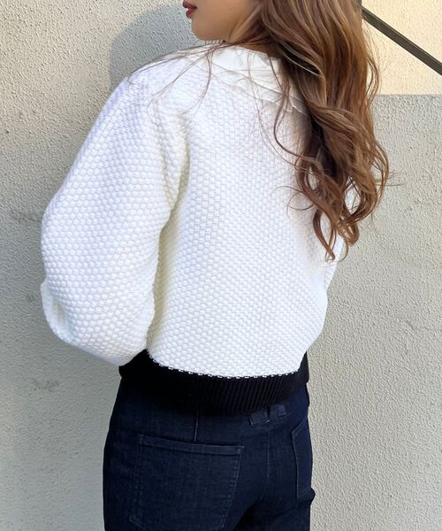 MAJESTIC LEGON(マジェスティックレゴン)の「レトロツイードライクカーデ(カーディガン/ボレロ・レディース・ブラック/アイボリー/ピンクベージュ・MEDIUM)」の8枚目の写真