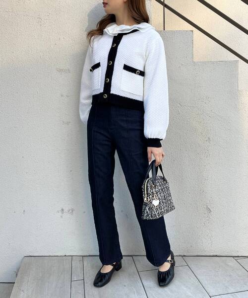 MAJESTIC LEGON(マジェスティックレゴン)の「レトロツイードライクカーデ(カーディガン/ボレロ・レディース・ブラック/アイボリー/ピンクベージュ・MEDIUM)」の20枚目の写真