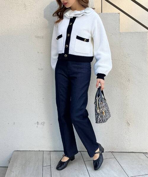 MAJESTIC LEGON(マジェスティックレゴン)の「レトロツイードライクカーデ(カーディガン/ボレロ・レディース・ブラック/アイボリー/ピンクベージュ・MEDIUM)」の4枚目の写真