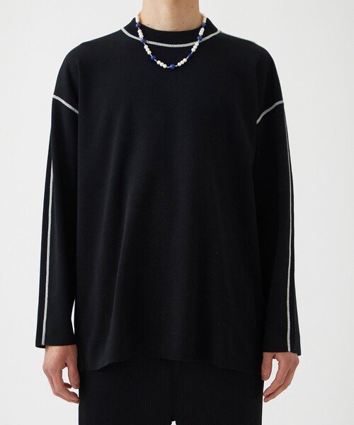 LiNoH(リノー)の「COTTON EMBROIDER CREW NECK KNIT/エンブロイダリーコットンニット(ニット/セーター・メンズ・ライトグレー/ブラック/ライトグリーン/オレンジ・1/2)」の5枚目の写真