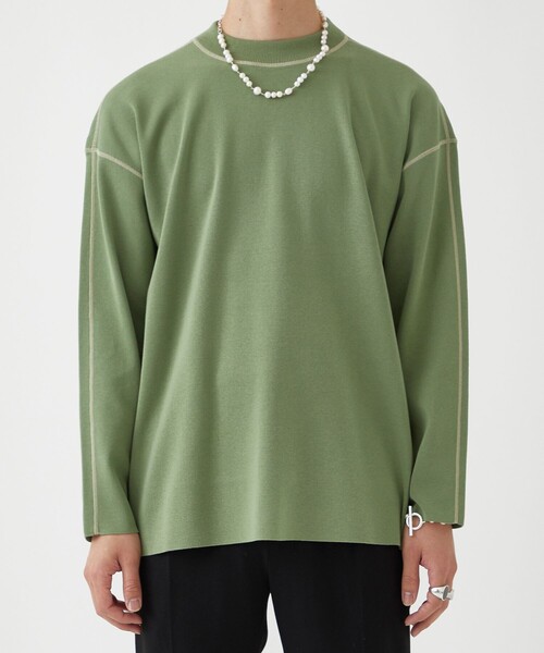 LiNoH(リノー)の「COTTON EMBROIDER CREW NECK KNIT/エンブロイダリーコットンニット(ニット/セーター・メンズ・ライトグレー/ブラック/ライトグリーン/オレンジ・1/2)」の12枚目の写真