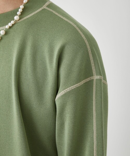 LiNoH(リノー)の「COTTON EMBROIDER CREW NECK KNIT/エンブロイダリーコットンニット(ニット/セーター・メンズ・ライトグレー/ブラック/ライトグリーン/オレンジ・1/2)」の16枚目の写真