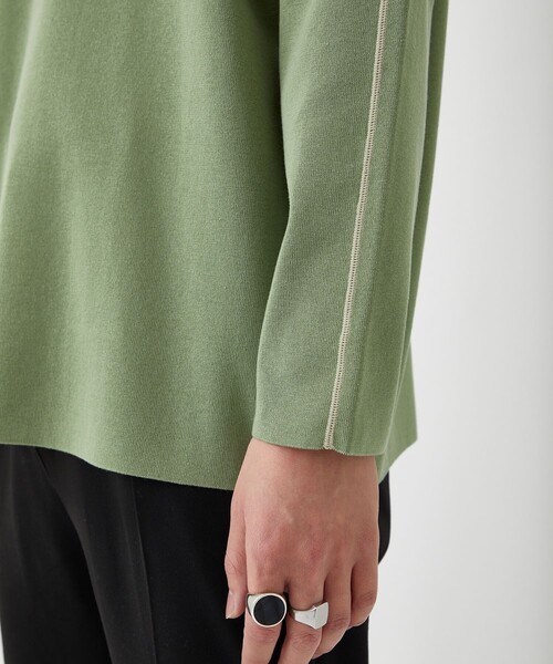 LiNoH(リノー)の「COTTON EMBROIDER CREW NECK KNIT/エンブロイダリーコットンニット(ニット/セーター・メンズ・ライトグレー/ブラック/ライトグリーン/オレンジ・1/2)」の17枚目の写真