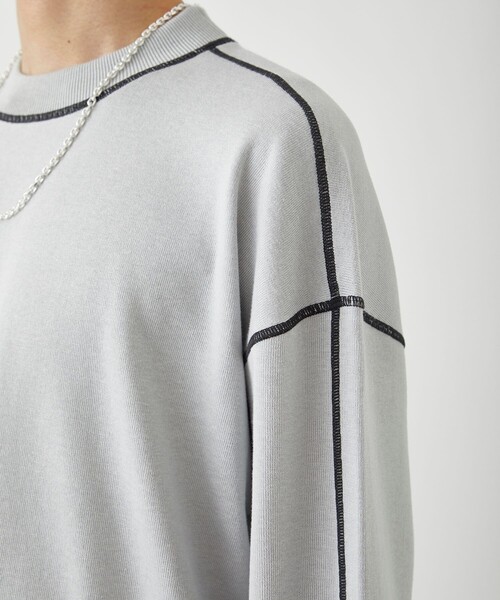 LiNoH(リノー)の「COTTON EMBROIDER CREW NECK KNIT/エンブロイダリーコットンニット(ニット/セーター・メンズ・ライトグレー/ブラック/ライトグリーン/オレンジ・1/2)」の21枚目の写真