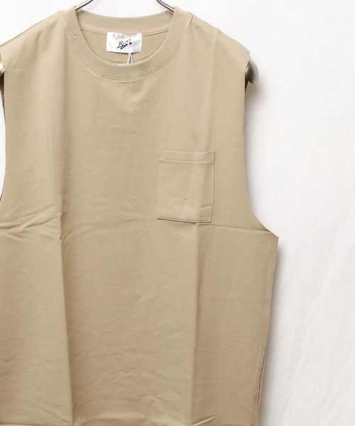 Mag.(マグ)の「【RDS】ポケット付き カットオフ ノースリーブカットソー(Tシャツ/カットソー・メンズ・カーキ/ベージュ/ネイビー/オフホワイト・MEDIUM/LARGE)」の1枚目の写真
