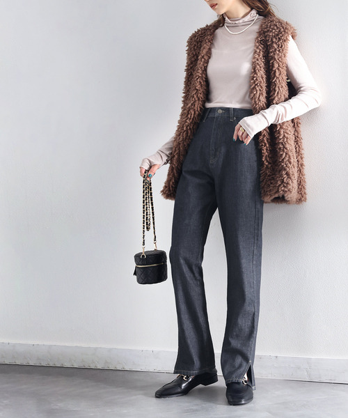 ms+ ideal（エムズプラスアイディール）の「《ms+ ideal》大人の銘品デニム。サイドスリットハイウエストデニムパンツ（デニムパンツ・レディース・ブラック/ブルー/ワンウォッシュ/ナチュラル・SMALL/MEDIUM/LARGE/X-LARGE/X-SMALL）」の16枚目の写真