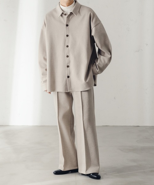 epnok（エプノック）の「ワイドストレートニットソーパンツ（スラックス・メンズ・グレイッシュベージュ/チャコールグレー・SMALL/MEDIUM/LARGE）」の22枚目の写真