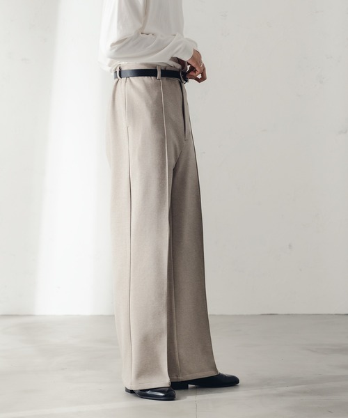 epnok（エプノック）の「ワイドストレートニットソーパンツ（スラックス・メンズ・グレイッシュベージュ/チャコールグレー・SMALL/MEDIUM/LARGE）」の18枚目の写真