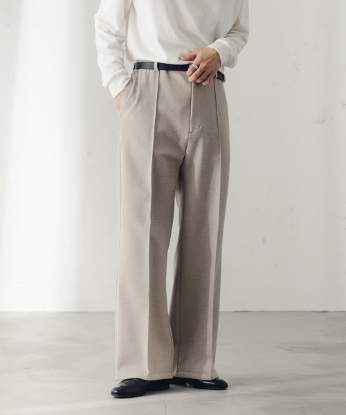 epnok（エプノック）の「ワイドストレートニットソーパンツ（スラックス・メンズ・グレイッシュベージュ/チャコールグレー・SMALL/MEDIUM/LARGE）」の16枚目の写真