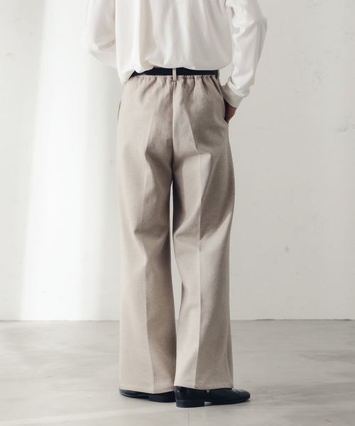 epnok（エプノック）の「ワイドストレートニットソーパンツ（スラックス・メンズ・グレイッシュベージュ/チャコールグレー・SMALL/MEDIUM/LARGE）」の20枚目の写真