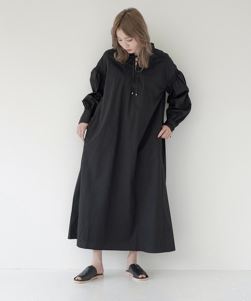 Lull（ルル）の「【Lull / ルル】レースアップロングシャツワンピース（ワンピース・レディース・ブラック/ホワイト・ONESIZE）」の19枚目の写真