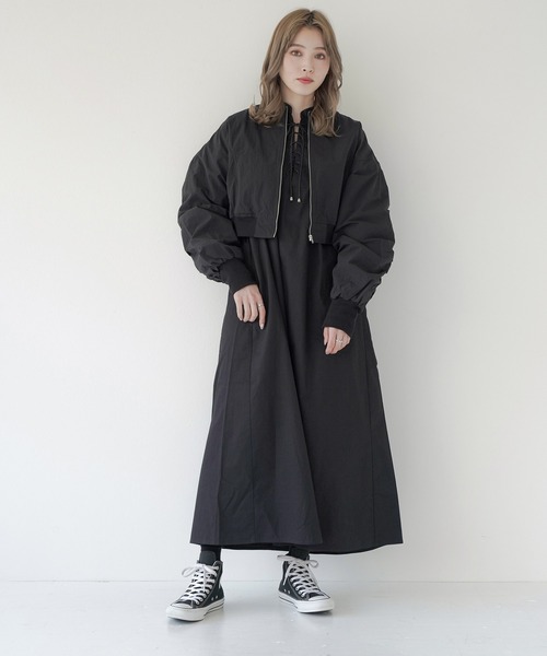 Lull（ルル）の「【Lull / ルル】レースアップロングシャツワンピース（ワンピース・レディース・ブラック/ホワイト・ONESIZE）」の15枚目の写真