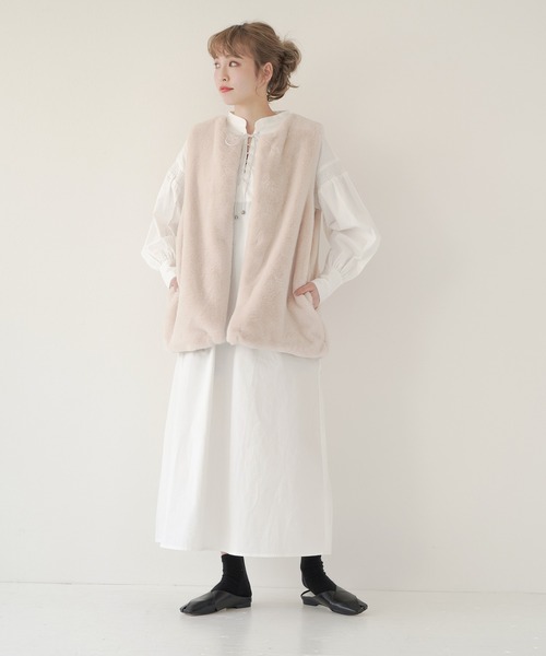 Lull（ルル）の「【Lull / ルル】レースアップロングシャツワンピース（ワンピース・レディース・ブラック/ホワイト・ONESIZE）」の5枚目の写真