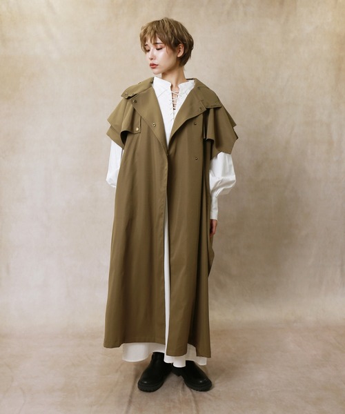 Lull（ルル）の「【Lull / ルル】レースアップロングシャツワンピース（ワンピース・レディース・ブラック/ホワイト・ONESIZE）」の4枚目の写真