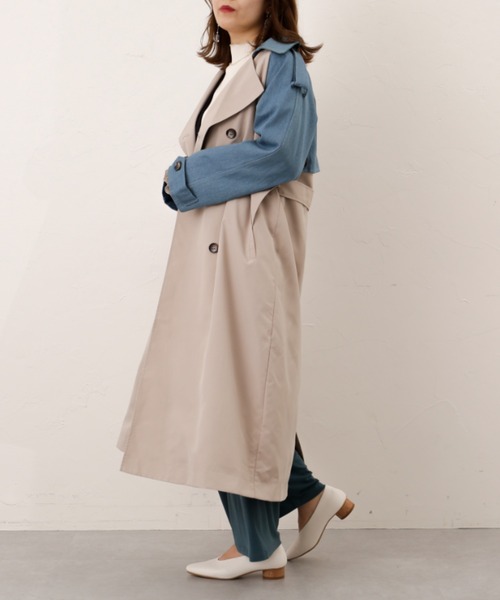 Thevon(ゼボン)の「デニムドッキングトレンチコート(トレンチコート・レディース・チャコールグレー/ベージュ/カーキ・FREE)」の11枚目の写真