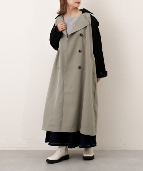 Thevon(ゼボン)の「デニムドッキングトレンチコート(トレンチコート・レディース・チャコールグレー/ベージュ/カーキ・FREE)」の14枚目の写真