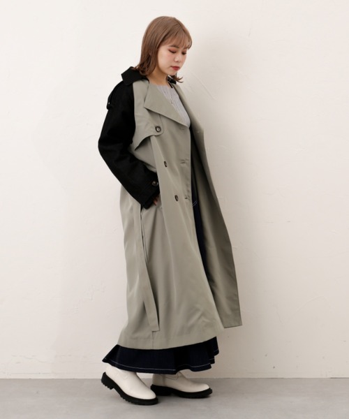 Thevon(ゼボン)の「デニムドッキングトレンチコート(トレンチコート・レディース・チャコールグレー/ベージュ/カーキ・FREE)」の5枚目の写真