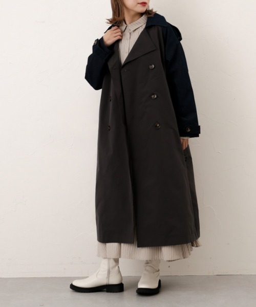 Thevon(ゼボン)の「デニムドッキングトレンチコート(トレンチコート・レディース・チャコールグレー/ベージュ/カーキ・FREE)」の10枚目の写真