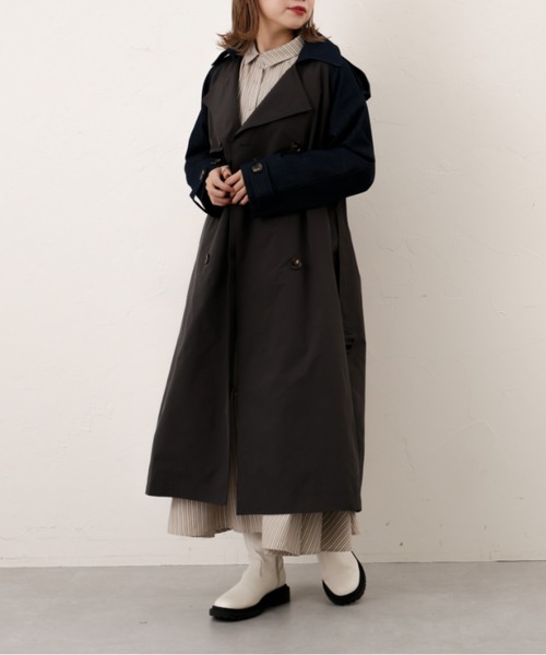 Thevon(ゼボン)の「デニムドッキングトレンチコート(トレンチコート・レディース・チャコールグレー/ベージュ/カーキ・FREE)」の13枚目の写真