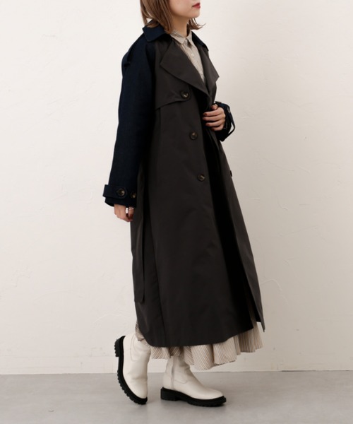 Thevon(ゼボン)の「デニムドッキングトレンチコート(トレンチコート・レディース・チャコールグレー/ベージュ/カーキ・FREE)」の16枚目の写真