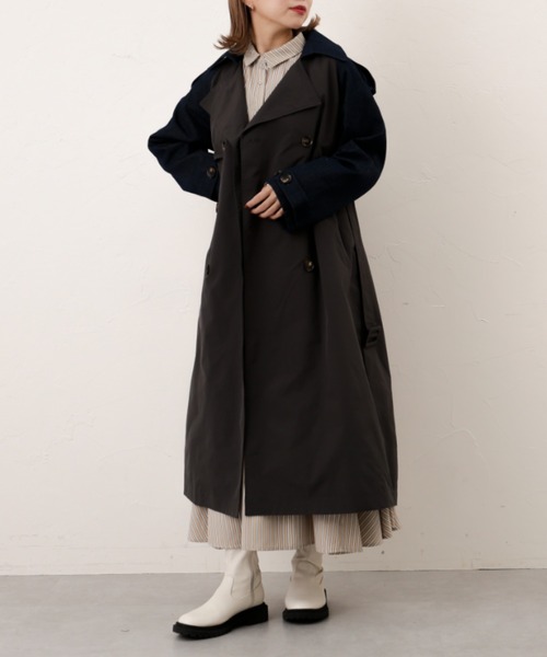 Thevon(ゼボン)の「デニムドッキングトレンチコート(トレンチコート・レディース・チャコールグレー/ベージュ/カーキ・FREE)」の7枚目の写真