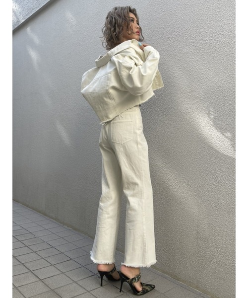 EGOIST(エゴイスト)の「加工ツイルセミフレアパンツ(その他パンツ・レディース・オレンジ/アイボリー・S/M)」の4枚目の写真