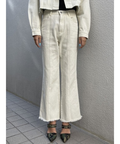 EGOIST(エゴイスト)の「加工ツイルセミフレアパンツ(その他パンツ・レディース・オレンジ/アイボリー・S/M)」の5枚目の写真