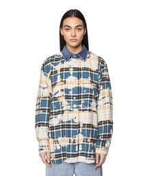 DIESEL | レディース シャツ チェック柄 デニムミックス 長袖 タイダイ(シャツ/ブラウス)