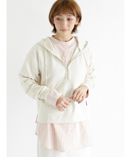 Lugnoncure（ルノンキュール）の「【Health Knit product】ハーフジップパーカー（パーカー・レディース・キナリ/グレー/ブラック・ﾌﾘ-）」の2枚目の写真